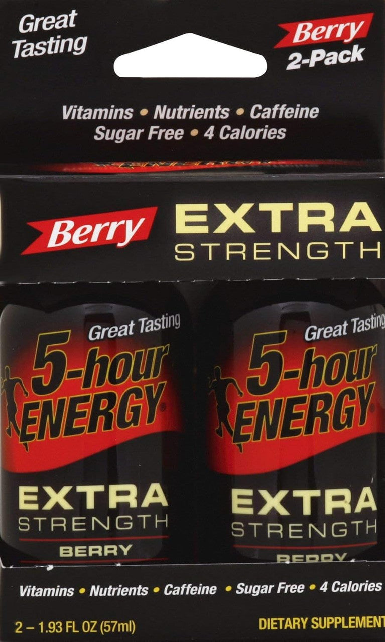Living Essentials Extra Strength 5-Hour Energy Drink, Berry Flavor - 2 Oz/Bottle, 2 Pack